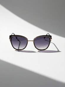 Women's Sunglasses, Summer Fashion, Blogger, Cat Eye, Elegant, Casual, Travel, Beach, UV400 Protection, Premium - 金色和黑色 - 查看 4