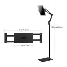 360° Universal Adjustable Floor Stand Holder For IPad/Tablet/Phone 4~12.9" UK - Black - View 3