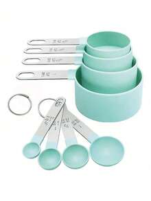 4/8pcs/Set Stainless Steel Handled Multi-Functional Plastic Measuring Spoons, Measuring Cups, Scaled Measuring Spoons Set, Cooking And Baking Tool, Essential Kitchen Gadgets For Home And School - Multicolor - View 9