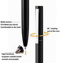 11pcs(1Pen+10 Refills)Black Metal Ballpoint Pen Set , 1.0mm European G2 Black/Blue Ink Refills Smooth Writing For Metal Pen,Signature Pen ,Ball Pens, Great For Back To School Gift,Office - Black - View 2