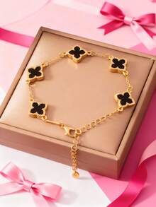 1pc Clover & Flower Pendant Delicate Luxury Hand Jewelry (Excluding Gift Box)