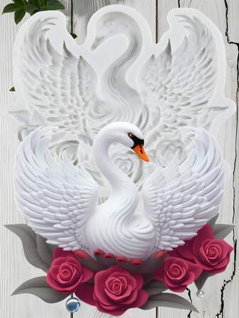 Swan Silicone Mold Swan Rose Flower Fondant Molds Cake Decoration Cupcake Topper Chocolate Candy Sugar Gum Paste Polymer Clay Mold
