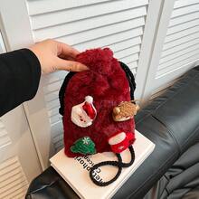 Winter And Autumn Santa Claus Cute Cartoon Red Small Bag For Girls - Knitted Shoulder Bag - Red - View 12