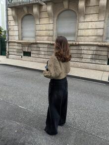 Senya 女款休閒寬鬆麻花針織開襟外套，全開襟拉鍊長袖羅紋針織毛衣，秋冬新款，日常通勤穿搭 - 摩卡棕 - 查看 7