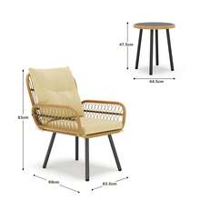 3-Piece Garden Furniture Set, Bistro Set Made Of Hand-Woven Rattan With Glass Tabletop, Balcony Furniture Set For 2 People For Rattan, Balcony, Terrace, Garden, Beige And Grey Are Available. - Màu be - Xem 6