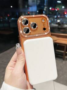 Luxury Rhinestone Lens Protection Plated Anti-Drop Phone Case With Shiny Sequin Makeup Mirror Ring Holder, High-Quality Shock-Proof Frame Back Cover Compatible With IPhone 17/16E/15/14/13/12/11/X/XS Max/XR/Pro Plus/8/7