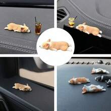1pc Cute Sleeping Corgi Ornament – Car Dashboard Decor & Desktop Organizer, No Power Needed, Adhesive Pad, Excellent Gift For Dog Lovers (Christmas/Valentine's Day/Birthday) – Home/Office/Car