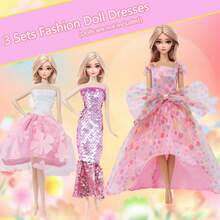 3套11.5英寸娃娃服装套装，包括派对礼服、亮片礼服和日常服装，娃娃换装游戏玩具，生日礼物，圣诞节礼物（不含娃娃）