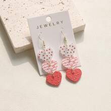 1 par de aretes largos de acrílico con corazón degradado y lunares estilo graffiti, regalo para mujeres, festivales de música y fiestas