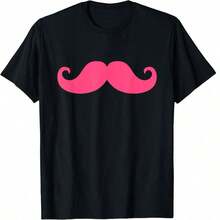 Camiseta de bigote rosa estilo hipster divertido para hombres y mujeres - Negro - Ver 1