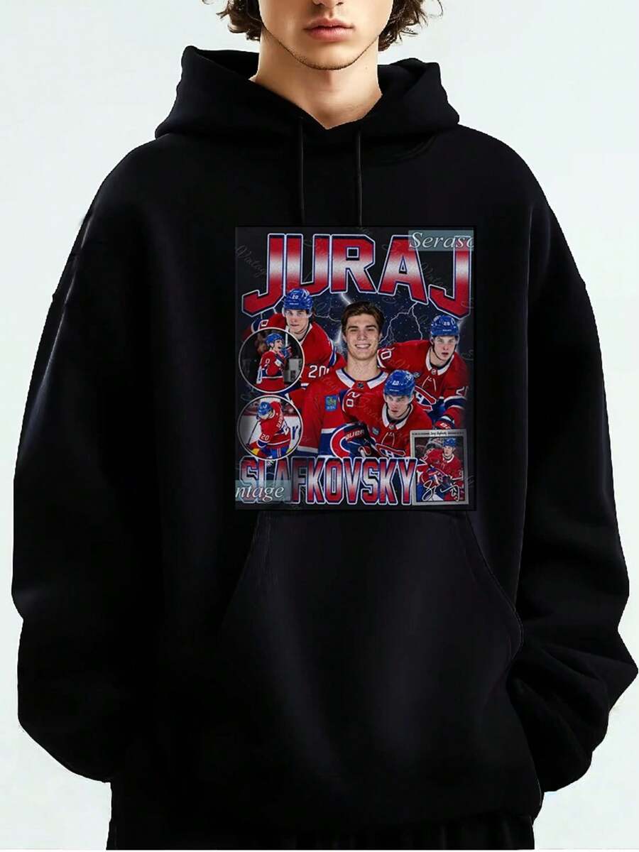 Sudadera Juraj Slafkovsk, Sudadera de hockey de Montreal, Sudadera de fan de hockey, Sudadera Slafkovsky, Camiseta de rap pirata, Sudadera de jugador de hockey - Negro - Ver 1