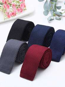 1pc Knitted Flat-Top Necktie, Suitable For Casual, Street, Party And Daily Wear - Multicolor - View 7