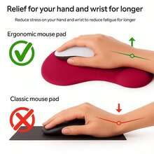 OcioDual Entrega em 24/48 horas. Mousepad ergonômico em gel com apoio para o pulso, vermelho, base de borracha antiderrapante, 23 cm x 19 cm. - Vermelho - Ver 2