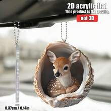 一款2D平面（2D亚克力平面）贝壳鹿形汽车挂件，适用于车内悬挂装饰、趣味家居装饰、背包配件、钥匙扣，是完美的礼物之选，2D平面，汽车装饰挂件 - 均碼 - 查看 8