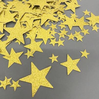 Assorted Gold Glitter Paper Stars, Confetti For Party, Wedding Decoration, Craft Supplies