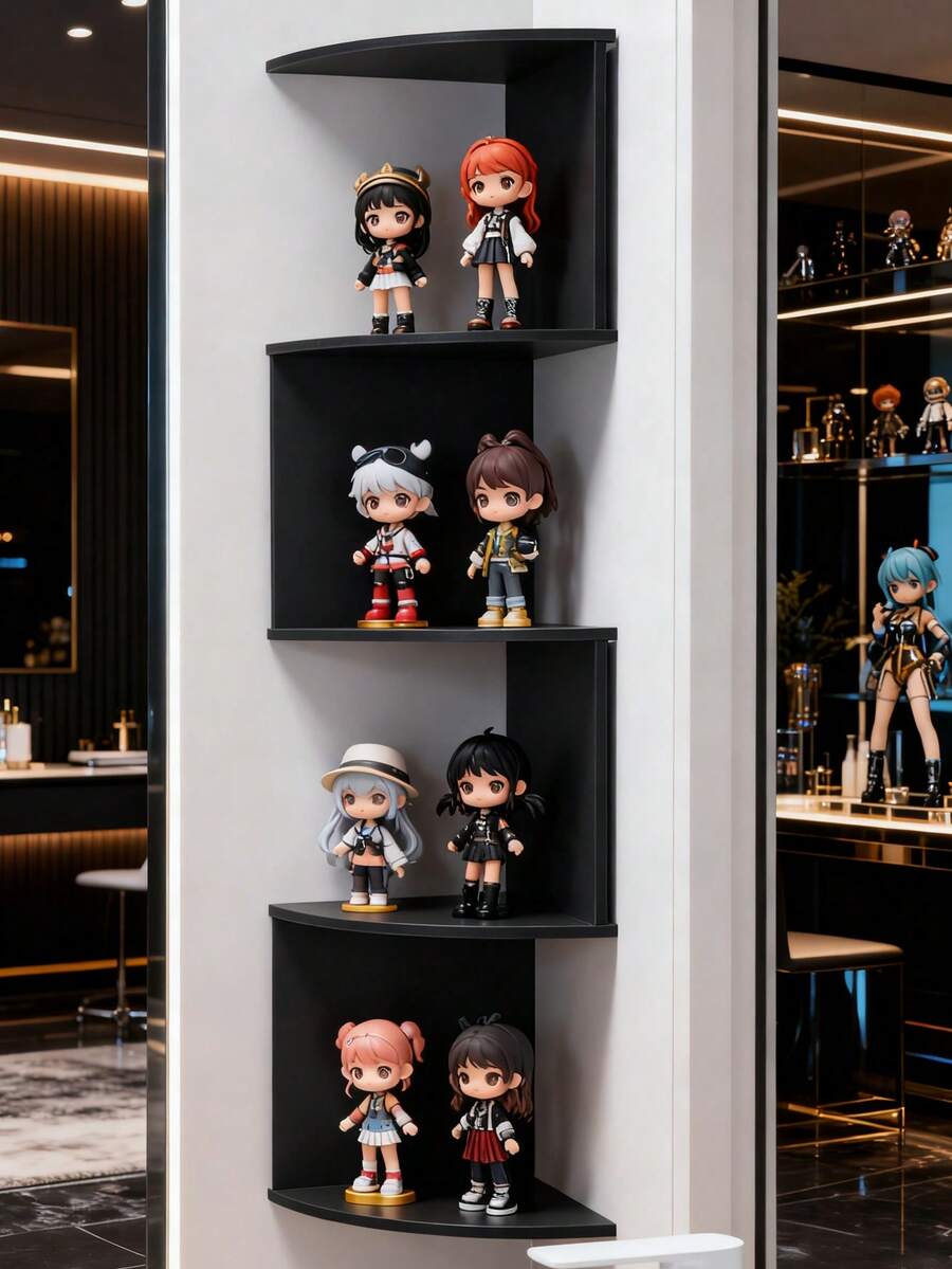 1pc Wall Mounted Corner Shelf, Bookshelf, No Drilling Required, Storage Rack For Bedroom, Living Room