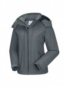 CAMEL CROWN Jaket Ski Salju Tahan Air Wanita Mantel Musim Dingin Hangat Bulu Domba Jaket Snowboarding Terisolasi Tahan Angin Bertudung - Dark Grey - View 7