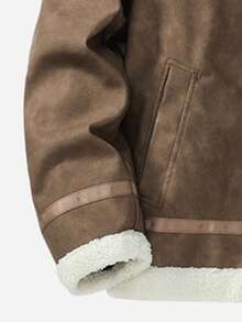 Men's Casual Fashion PU Leather Jacket, Outdoor Sports Thermal Lined Coat, Autumn/Winter - Khaki - View 4