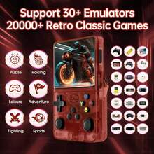 R36S Retro Handheld Game Console, 3.5 Inch IPS Screen, 64GB Memory, Over 40,000 Games, Based On LINXU Open Source ARKOS, 3500mAh Battery (Dark Blue) - Rosy - View 2