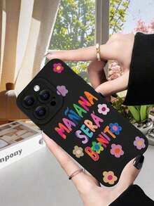Étui de téléphone de luxe, à la mode, populaire, personnalisé, avec un thème de motif floral "Demain sera beau", antichoc, esthétique, doux, protection de l'objectif, compatible avec les séries 17/17Air/17Pro/17ProMax, 16/16Plus/16Pro/16ProMax, 15, 14, 13, 12, 11 et les séries Galaxy S/A. Cadeau pour Pâques, Noël, Halloween, décoration/cadeau d'anniversaire, pour la petite amie, le petit ami ou pour vous-même. - Noir - Voir 1