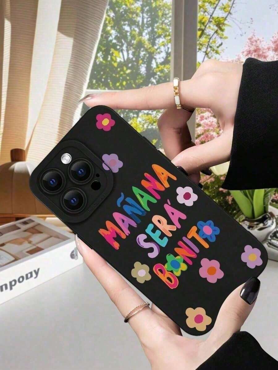 Étui de téléphone de luxe, à la mode, populaire, personnalisé, avec un thème de motif floral "Demain sera beau", antichoc, esthétique, doux, protection de l'objectif, compatible avec les séries 17/17Air/17Pro/17ProMax, 16/16Plus/16Pro/16ProMax, 15, 14, 13, 12, 11 et les séries Galaxy S/A. Cadeau pour Pâques, Noël, Halloween, décoration/cadeau d'anniversaire, pour la petite amie, le petit ami ou pour vous-même. - Noir - Voir 1