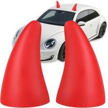 1 Pair Car Roof Decals Devil's Horns 3D Cool Bull Horns Anti-Collision Protector For Halloween Car Roof Decor Black - Red Horns - View 8