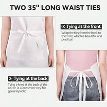 NLUS 2 Pack White Aprons With 2 Pockets For Women Men Kitchen Aprons With Pockets, Chef Aprons For BaFKing BBQ CooFKing,TrueWhite - 真白 - 查看 6