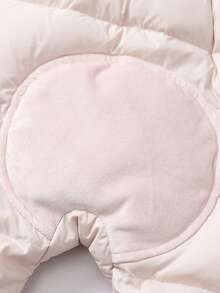 mini bala Baby Girl "True Plush" Double-Zip Down Romper Winter 2025, Warm Belly Guard & Footed Design - Rubber Powder - View 7