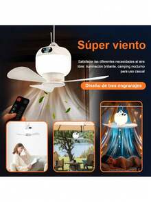 Ventilador De Camping Ventilador De Techo Led Usb 6000mah, Ventilador eléctrico portátil con ventilador de techo, ventilador pequeño para dormitorio, ventilador de techo con luz mosquitera, alto flujo de aire,