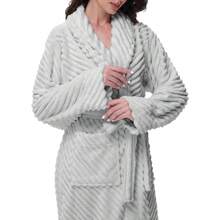 Yurhap Premium Robes For Women - Super Soft Cozy Fleece Womens Robe Plush Long Bathrobe - Light Grey - View 4