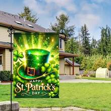 Shamrock Leprechaun Hat St Patrick's Day Garden Flag - Premium Polyester Outdoor Decor, No Flagpole Required High-Definition Print Banner, Multipurpose For Festive Parties, Lawn, Porch & Home Decoration, Four Seasons Usable For Event Planners & Home Enthusiasts - Nhiều màu - Xem 3