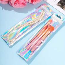 50个全息激光箔自封袋，可重复密封防漏，适用于包装钢笔、唇彩、珠宝、化妆品和糖果 - 彩色 - 查看 3