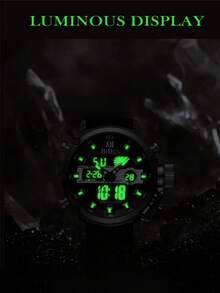 BIDEN Men's Outdoor Sports Digital Watch LED Backlit Calendar, Week, Time, Timer, Waterproof, Alarm Clock 12/24-Hour Dual Display Electronic Quartz Watch - Black - View 4