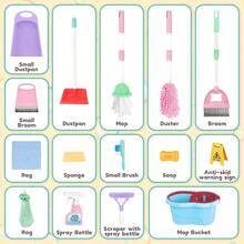 DeAO Cleaning Set For Toddlers 17 PCS Pretend Play Detachable Housekeeping Cart With Broom Dust Pan Spray Bottle House Cleaning Tools Broom And Mop Set Ideal For Early Learning Indoor Play Family Role-Play And Developing Motor Skills In Preschoolers - 黃色 - 查看 2