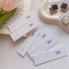 25/50/100Pcs Earring Presentation Cards With "Bow" Printed On Them, Earring Classic White Jewelry Holder, Retail Packaging - Card - View 5