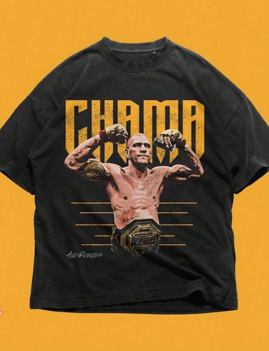 Alex Pereira Shirt _ Vintage 90s Graphic Style Alex Pereira T-Shirt _ Alex Pereira Merch _ Vintage O - 黑色 - 查看 1