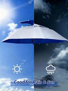 1pc Foldable Oversized Hands-Free Sun Umbrella Hat, Durable Double-Layer All-Weather Protection, Suitable For Fishing, Hiking, Camping, Outdoor Activities, Gardening, Portable Multifunctional, For Summer Use - Multicolor - View 3