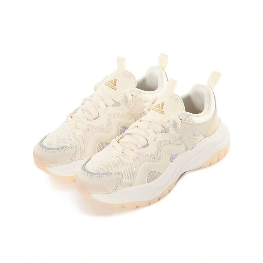 Adidas 女士阿迪达斯 MAXXWAVY 轻便跑步鞋休闲运动鞋 IE3460 - 米黃色/淺灰色 - 查看 1