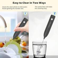 Rechargeable 3-Speed Electric Milk Frother, Stainless Steel Stand Design, Type-C Fast Charging, Suitable For Making Cream Coffee, Hot Chocolate And Matcha, Quiet And Durable - Black - View 4