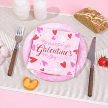 20/40/60pcs Heart & Bow "HAPPY Galentine's Day" Printed Disposable Napkins, Pink Tone With Bow And Red Heart Patterns, Suitable For Friends Gathering, Family Party, Girls' Night, Valentine's Day Cocktail Napkins, Galentine's Day Party Decor, Beverage Napkins, Valentine's Day Singles Party, Etc. - Multicolor - View 4