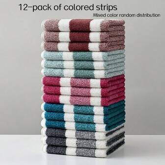 12-pack ultramjuka randig korall sammet handduksset - 28 x 28 cm, snabbtorkande och skonsamma mot huden, perfekt för kök och badrum, strandhanddukar strandhanddukar pappershanddukar handdukar handdukar badset kökshanddukar handduksset badrumshandduksset juldekorationer thanksgiving-dekorationer julklappar
