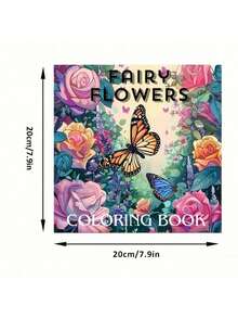 1 件，28 页仙女花着色书，适用于成人减压，缓解压力和送礼，绘画用品，返校礼物，圣诞新年礼物，节日派对礼物，加厚纸，20x20 厘米，母亲节，妈妈的礼物，返校，学校用品