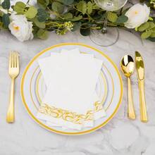 200 paquete de servilletas de papel desechables, servilletas de 3 capas para la cena con ribete dorado para invitados, toallas de papel absorbentes y suaves para el baño, cocina, cena, fiesta, boda o evento - Oro + 200 - Ver 8
