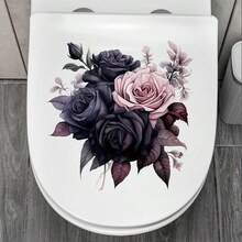 Purple Flower Bathroom Toilet Seat Decal, Creative Waterproof Toilet Cover Decoration - Multicolor - View 7