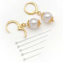 50pcs 16/20/25/30/35mm Elegant Classic DIY Jewelry Findings Kit Copper Plated 18K Gold, Thick Silvery & Platinum Ball Head Pins With Floral Pearl Seats Perfect For Bracelets, Necklaces, Earrings, Wedding & Party - Multicolor - View 6