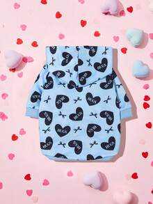 LUCKIE LABO 1件情人节“拥抱”图案连帽衫，可爱休闲宠物服装，适合吉娃娃等小型犬，室内外均可穿着。 - 藍色 - 查看 4