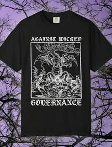 Against Wicked Governance, , Creepy Vintage Art Shirt, Medieval Torture T-Shirt, Polit - 黑色 - 查看 1