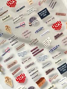 A Retro Text Newspaper Nail Sticker With Relief Laser Technology, Artistic And Low-Key, Featuring Patterns Such As Letter Newspapers, Hearts, Plant Illustrations, Etc., Suitable For Personal DIY And Nail Salon Use