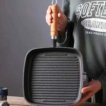 Grill Pan Non Stick Griddle Frying Poring Lips Induction Skillet Cooking Steak - Black - View 5