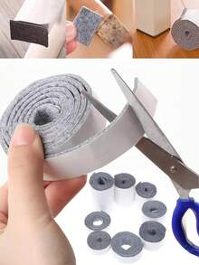 39.37 Inch Self-Adhesive Felt Furniture Leg Pads, Non-Slip And Wear-Resistant, Suitable For Tables, Chairs, Sofas And Other Furniture, Thickened Shock-Absorbing And Noise-Reducing Pads, Easy Installation, Effectively Protect Furniture Legs And Chair Legs. - Grey - View 4